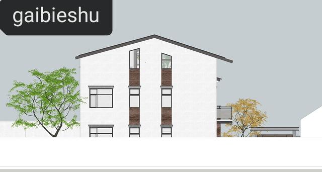 53萬山東二層半現代別墅設計，坡屋頂結合平屋頂