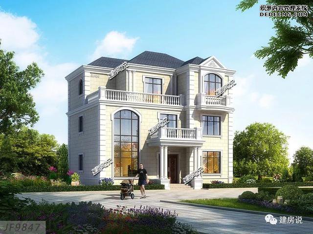 浙江省120平簡歐三層自建房子方案圖，主體造價36-42萬