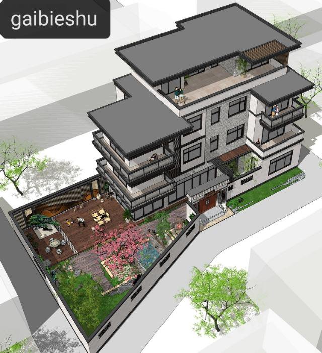 廣東自建三層半現代中式別墅（附戶型圖），平屋頂設計