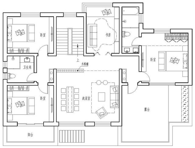 帶小院新中式雙層別墅設(shè)計(jì)戶型圖，戶型實(shí)用