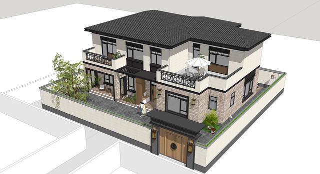 帶小院新中式雙層別墅設(shè)計(jì)戶型圖，戶型實(shí)用