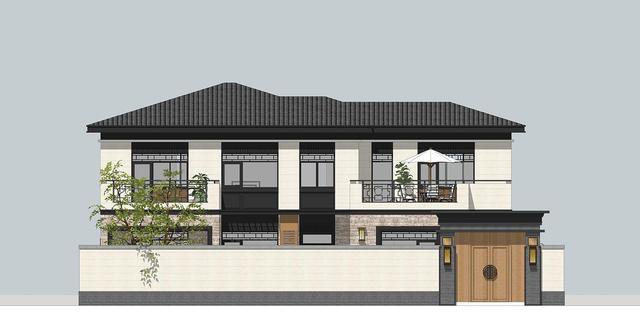 帶小院新中式雙層別墅設(shè)計(jì)戶型圖，戶型實(shí)用