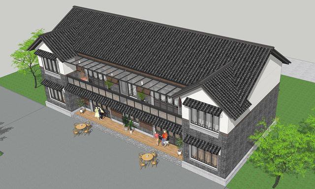 仿古中式雙拼別墅戶型圖及效果圖片，徽派風(fēng)格