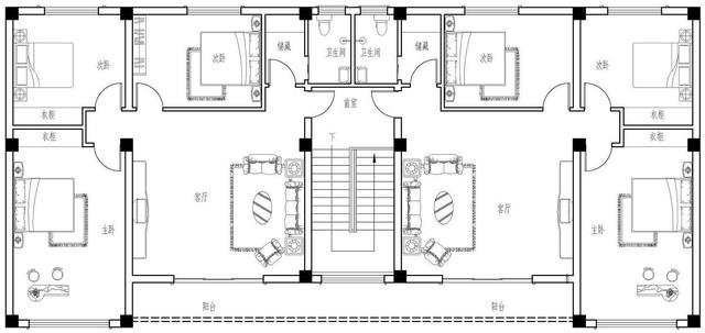 仿古中式雙拼別墅戶型圖及效果圖片，徽派風(fēng)格