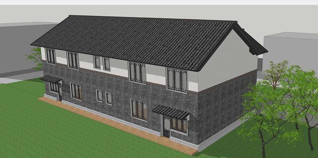 仿古中式雙拼別墅戶型圖及效果圖片，徽派風(fēng)格