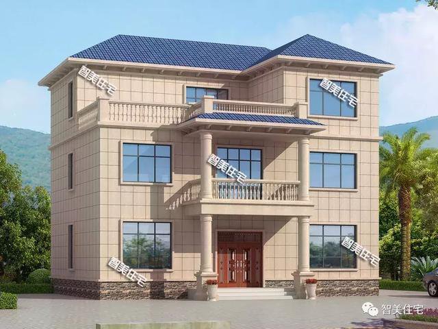 14.6×12.3米三層別墅效果圖片，帶堂屋設(shè)計(jì)