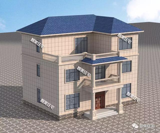 14.6×12.3米三層別墅效果圖片，帶堂屋設(shè)計(jì)