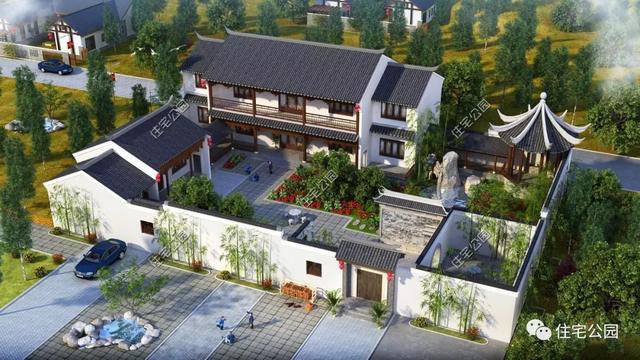 18套帶庭院的中式別墅民宅設計，自建房、民宿都可以用