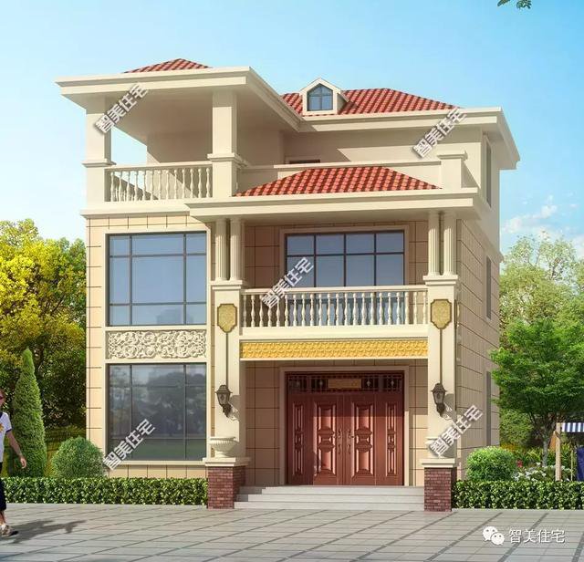 開間8-9米的三層農村小洋樓房方案設計，戶型很實用，造價還低