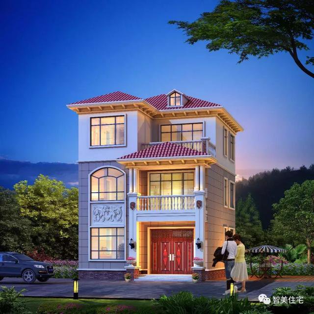 開間8-9米的三層農村小洋樓房方案設計，戶型很實用，造價還低