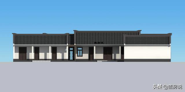 一層中式花園仿古住宅效果圖片和戶型圖，中國傳統精髓