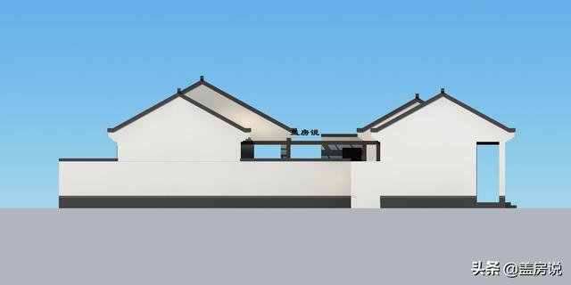 一層中式花園仿古住宅效果圖片和戶型圖，中國傳統精髓