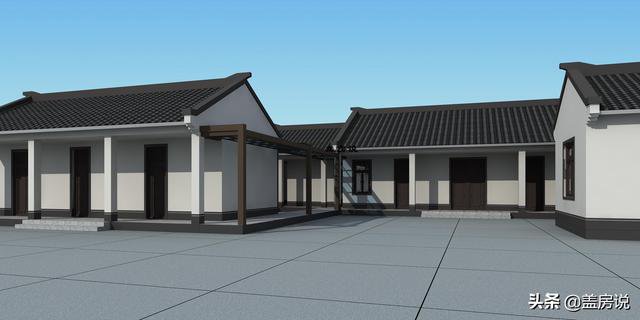 一層中式花園仿古住宅效果圖片和戶型圖，中國傳統精髓