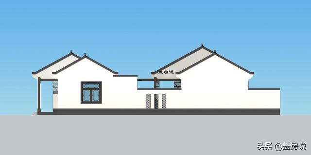 一層中式花園仿古住宅效果圖片和戶型圖，中國傳統精髓