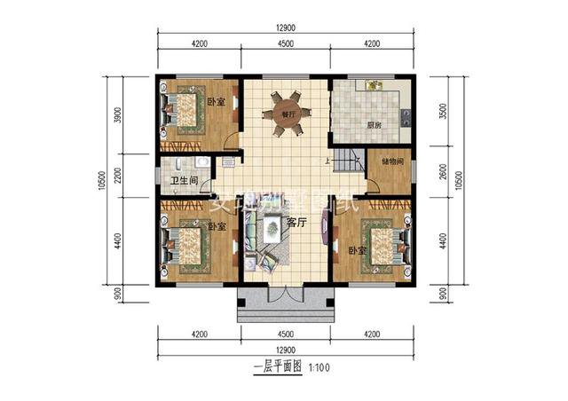 141平的一層漂亮?xí)r尚平房住宅圖片及戶型圖，20萬全部做好