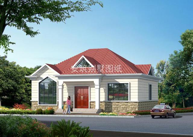 141平的一層漂亮?xí)r尚平房住宅圖片及戶型圖，20萬全部做好