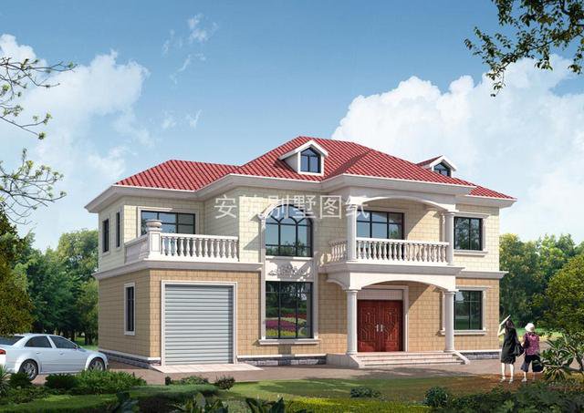 帶車庫的2層民房設計圖，現在農村家家戶戶有車了