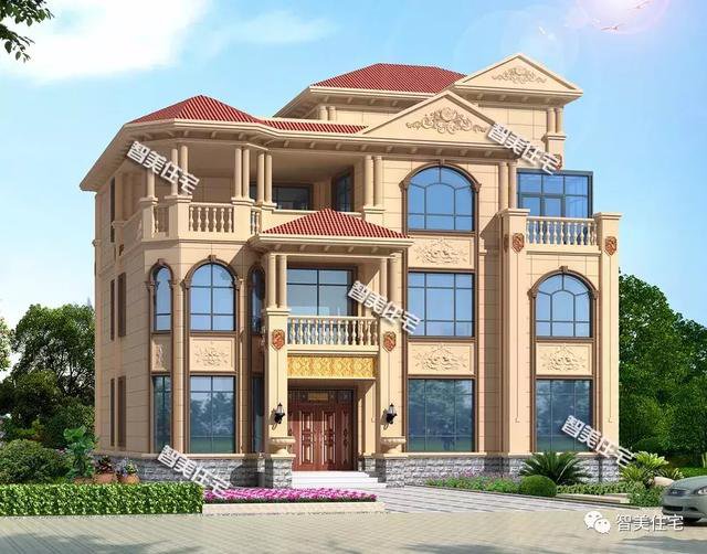 16×13.8米豪華三層半別墅豪宅戶型圖，還帶電梯