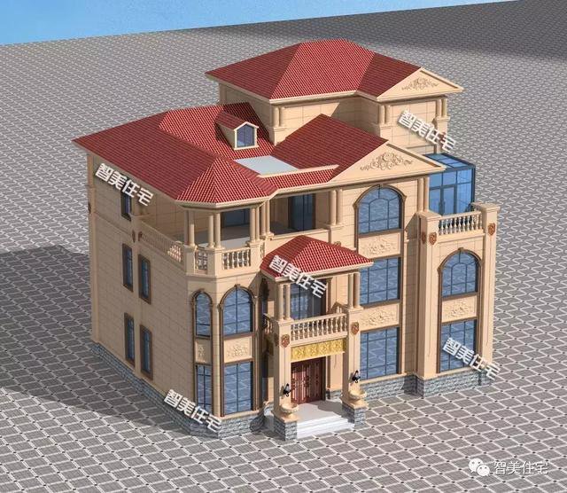 16×13.8米豪華三層半別墅豪宅戶型圖，還帶電梯