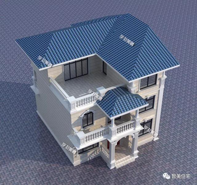 鄉村9.8×11.2米自建住宅方案戶型圖，配色適合農村