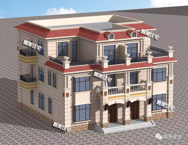 16×16.8米三層兄弟雙拼自建房，平頂設(shè)計戶型