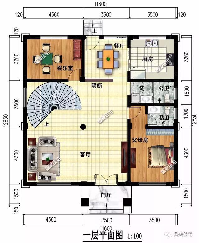 2套客廳挑空設計的豪宅戶型圖，旋轉樓梯PK普通樓梯怎么選