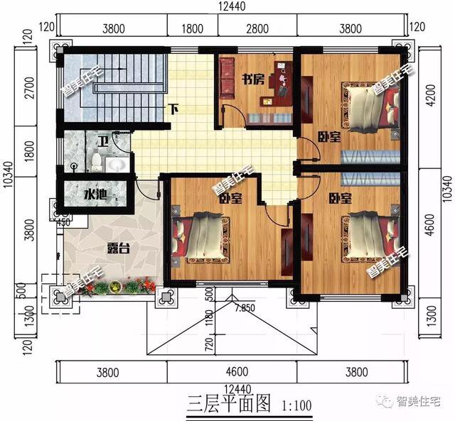 16×10米左右的三層自建房子戶型圖，還帶神位