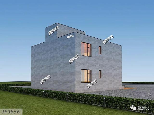 現代風格二層新民居住宅戶型圖，平屋頂設計可以當露臺