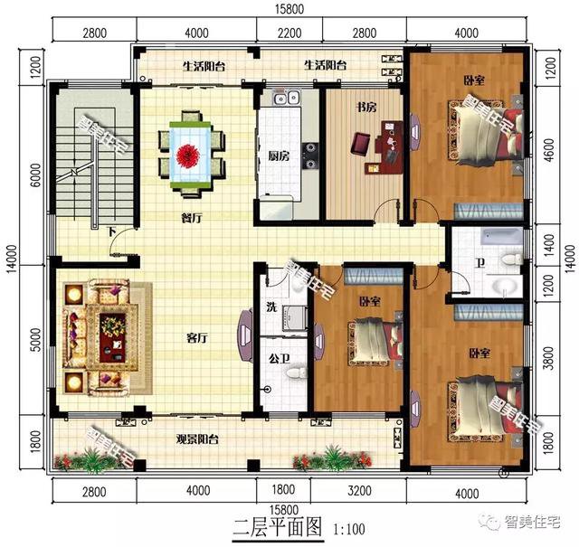 15.8×12.8米農村四層民房設計，外觀超大氣