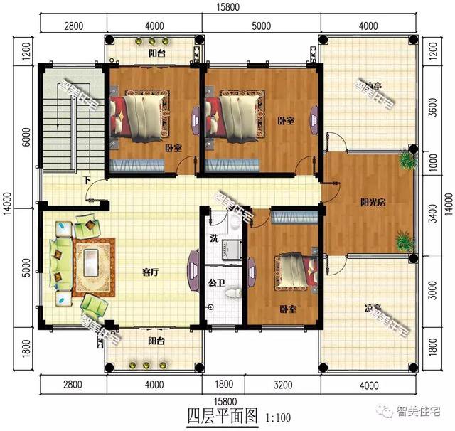 15.8×12.8米農村四層民房設計，外觀超大氣