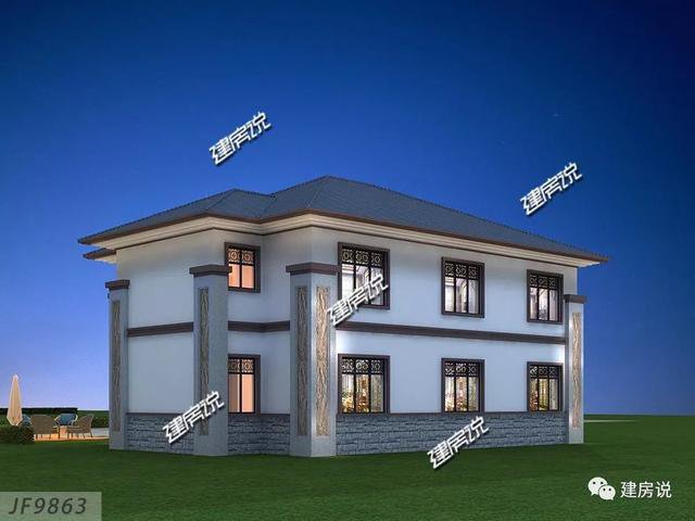 開間16.5米進深14米二層新中式別墅圖，回村建一棟高大上別墅