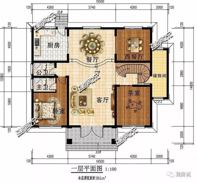 開間16.5米進深14米二層新中式別墅圖，回村建一棟高大上別墅