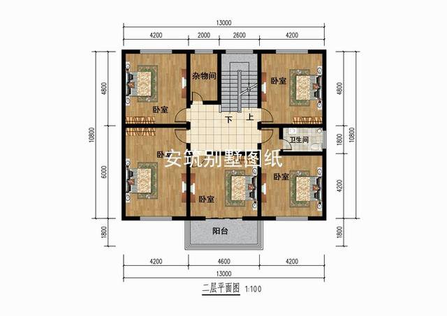 13*10米二層方正小戶型自建房戶型圖，簡易實用