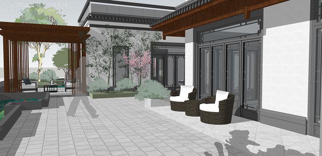 帶中式小院的農村住宅戶型圖，住進去肯定很愜意