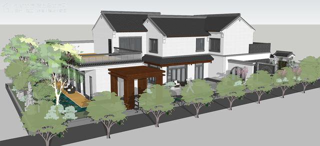 帶中式小院的農村住宅戶型圖，住進去肯定很愜意