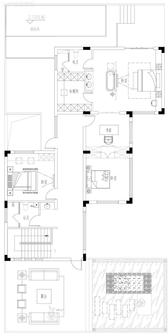 帶中式小院的農村住宅戶型圖，住進去肯定很愜意