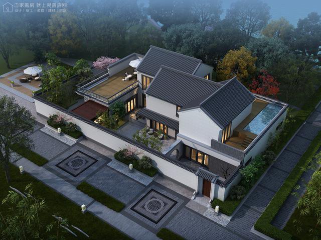 帶中式小院的農村住宅戶型圖，住進去肯定很愜意