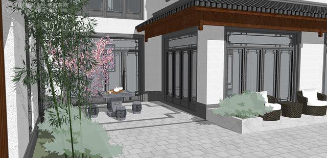 帶中式小院的農村住宅戶型圖，住進去肯定很愜意