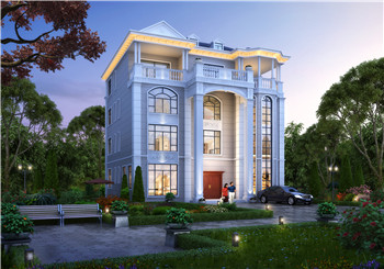 新款農(nóng)村四層復(fù)式別墅設(shè)計(jì)圖紙及效果圖，外立面清新別致