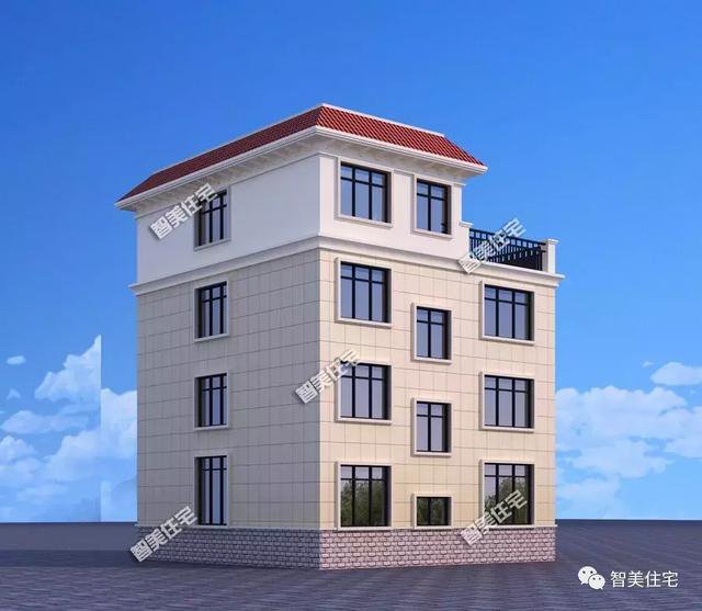 農村四層平屋頂樓房戶型方案設計，外觀挺大氣，50萬左右