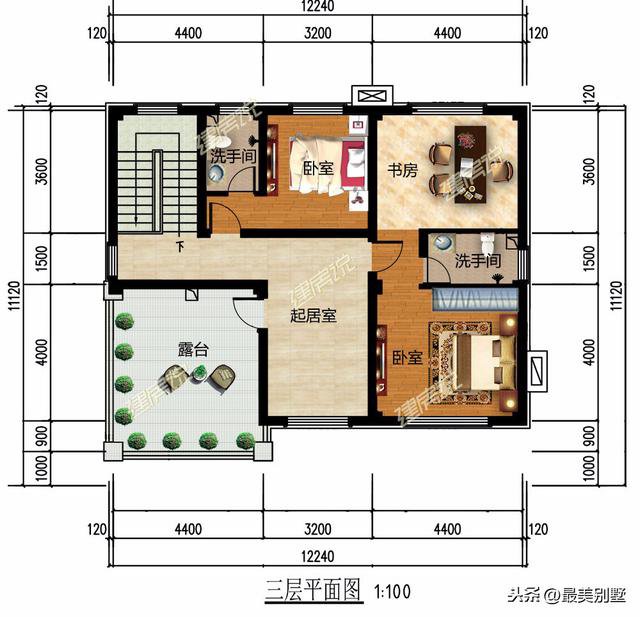 3款120平的簡歐農村房子戶型方案圖，50萬預算足矣