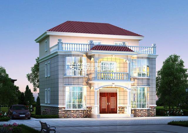 12*11米的二層半簡歐農(nóng)村房子戶型圖，適合農(nóng)村建