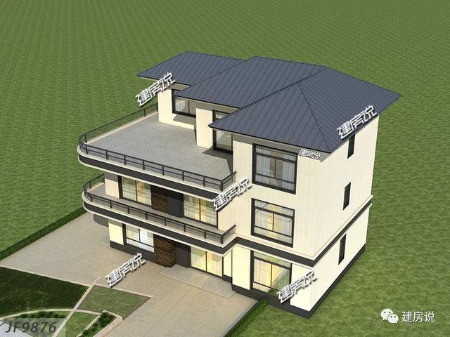 80后和90后喜歡的三層現代樓房戶型圖，城市房價高，回老家建一棟