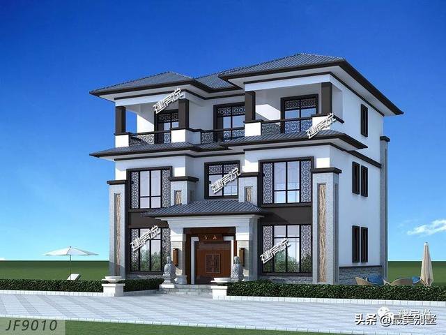 新中式四合院風格三層自建房戶型圖，大氣高端有內涵