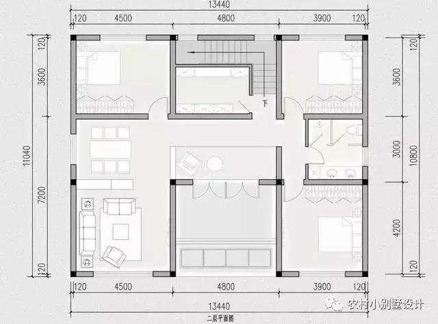 16款農(nóng)村兩層住宅鄉(xiāng)墅戶型圖，顏值比較高
