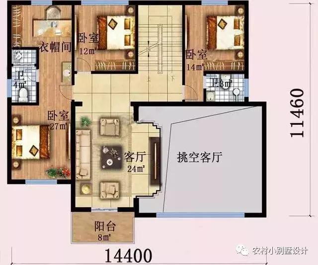 16款農(nóng)村兩層住宅鄉(xiāng)墅戶型圖，顏值比較高