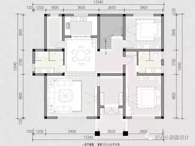 16款農(nóng)村兩層住宅鄉(xiāng)墅戶型圖，顏值比較高