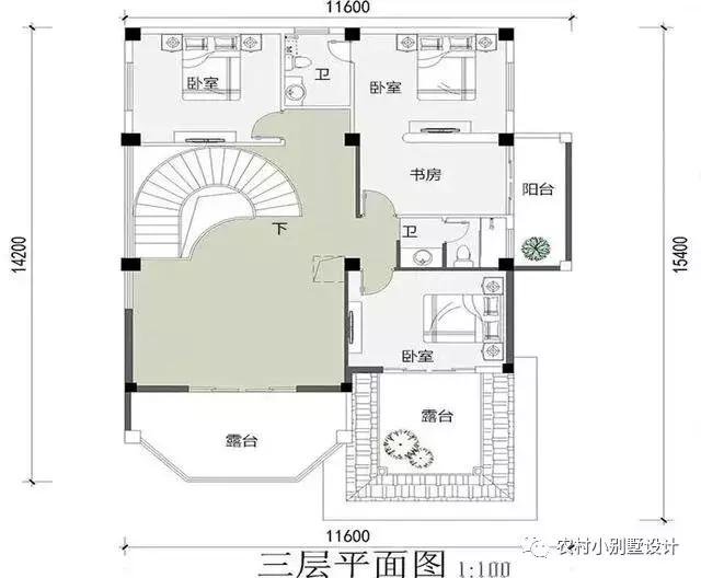 16款農(nóng)村兩層住宅鄉(xiāng)墅戶型圖，顏值比較高
