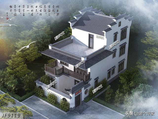16款中式徽派自建房別墅圖片，高清外觀效果圖