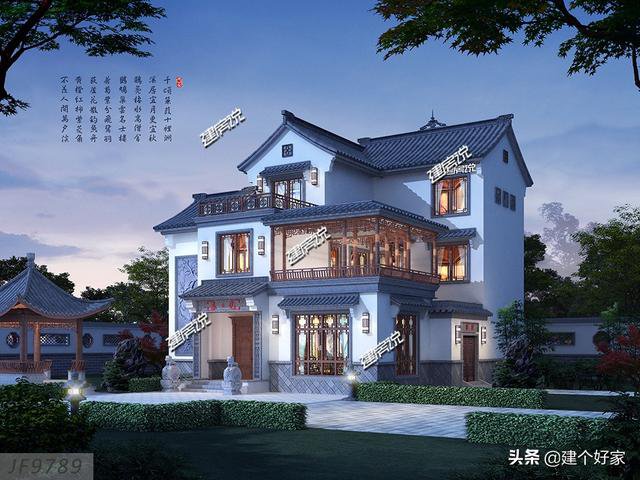 16款中式徽派自建房別墅圖片，高清外觀效果圖
